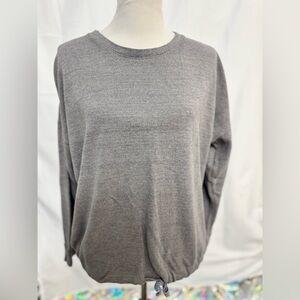 Three Dots Women’s Charcoal Gray‎ Crewneck Sweatshirt Size M Soft Drawstring Hem